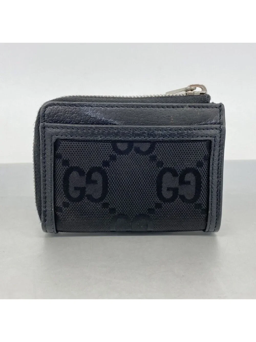 ★SOLD★ Gucci Wallet Jumbo GG Canvas Black Silver - Picture 9 of 9